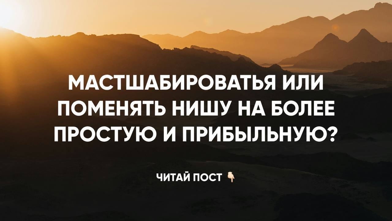 Мастшабироватья или поменять нишу на более простую и прибыльную? Иногда вы задаете вопросы, на ...