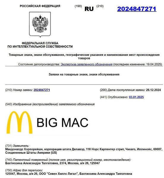 McDonald's готовится к возвращению в Россию. Компания подала заявку в Роспатент на регистрацию ...
