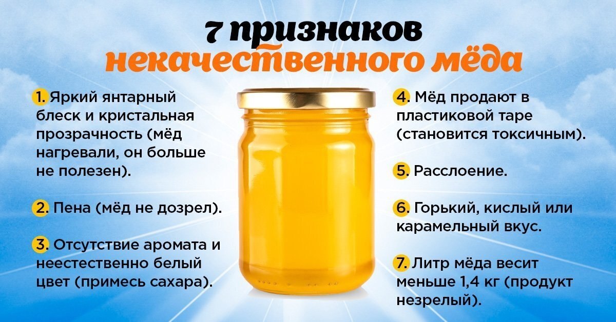 Как отличить настоящий мёд от ненастоящего? 1. Настоящий мёд засахаривается снизу, а не сверху. 2. ...