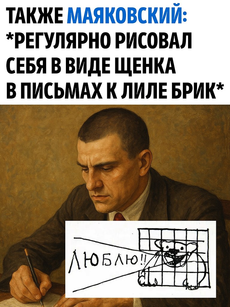 В письмах Лиле Брик Маяковский не просто писал слова, он также рисовал щенят. Маленькие смешные ... - 2