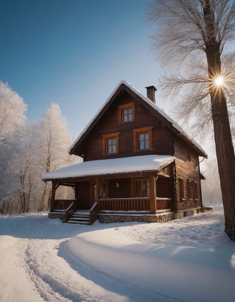 {."prompt": "Very beautiful realistic nature. Time of year winter. Clear morning. ...