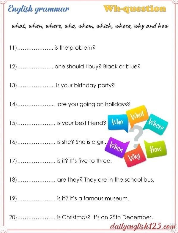Wh-questions Worksheets.������� ����� � ������������ �� ��������� �������������� ����. ������ ... - 2