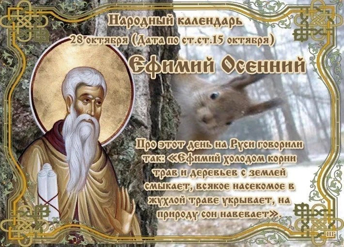 •°””°• 28 октября (15 октября по старому стилю) по Народному календарю - «Ефимий Осенний» ...