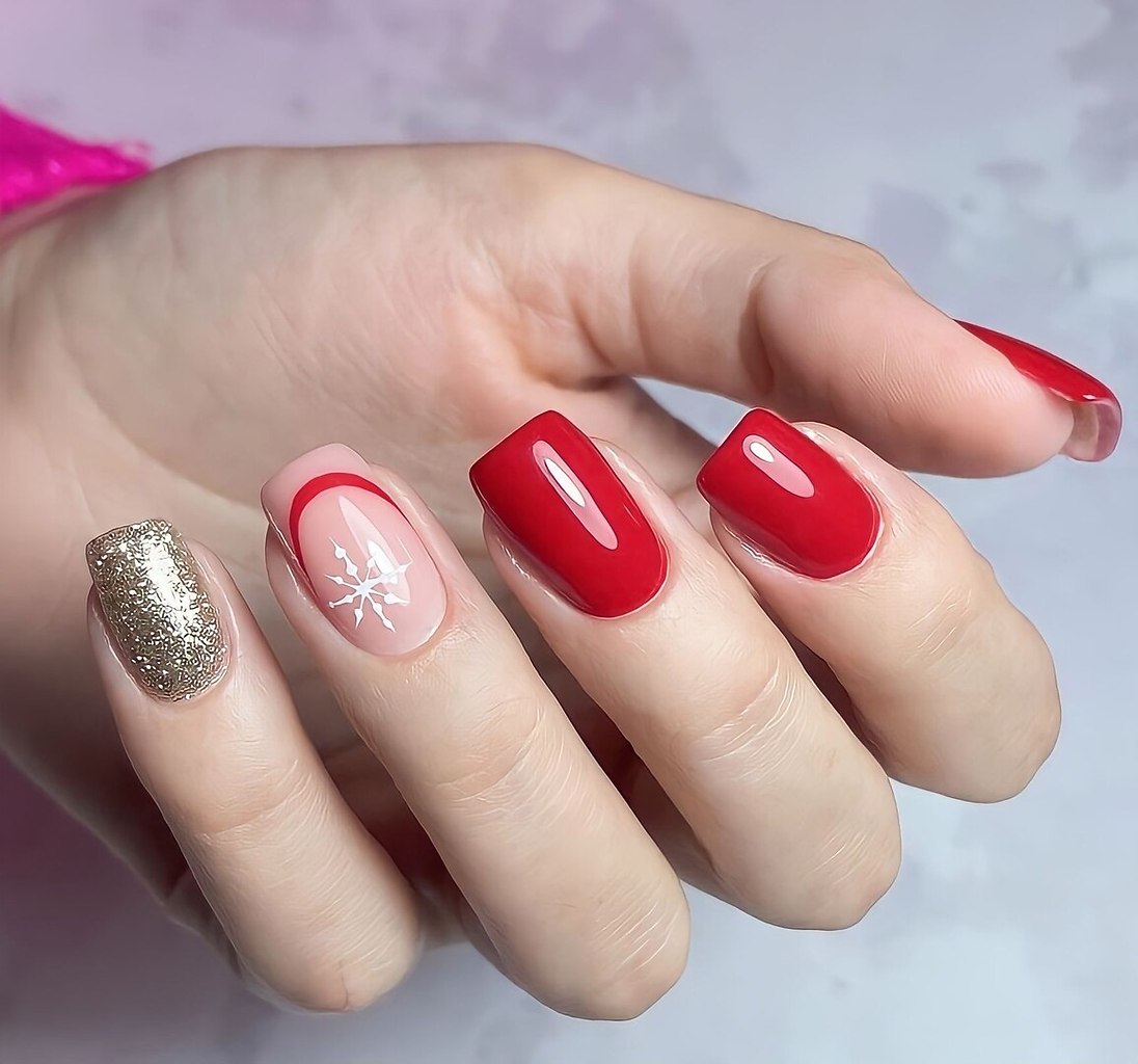 Посмотреть красивый маникюр на среднюю длину Red Nail Art Manicure Fashion Russet-red Marble Fake Nails Tips For Extension Ma