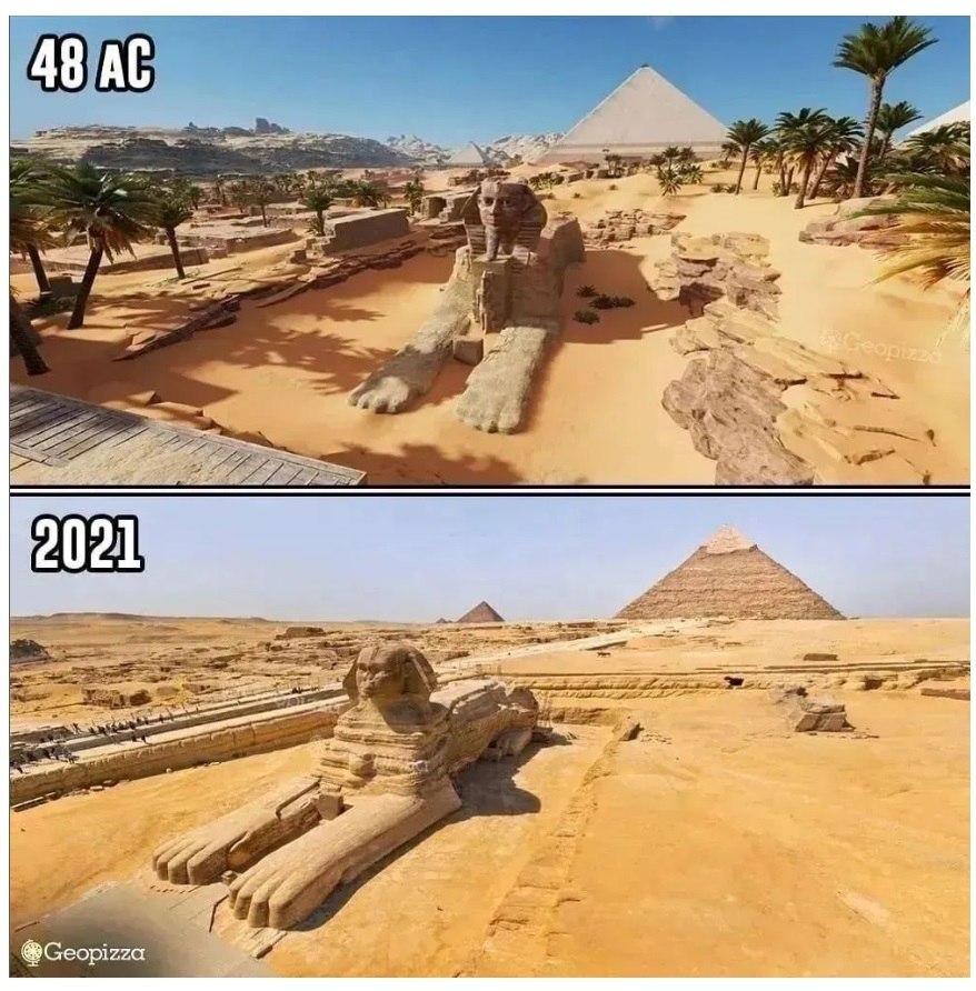 Сфинкс в 48 г. н.э и в 2021-м.